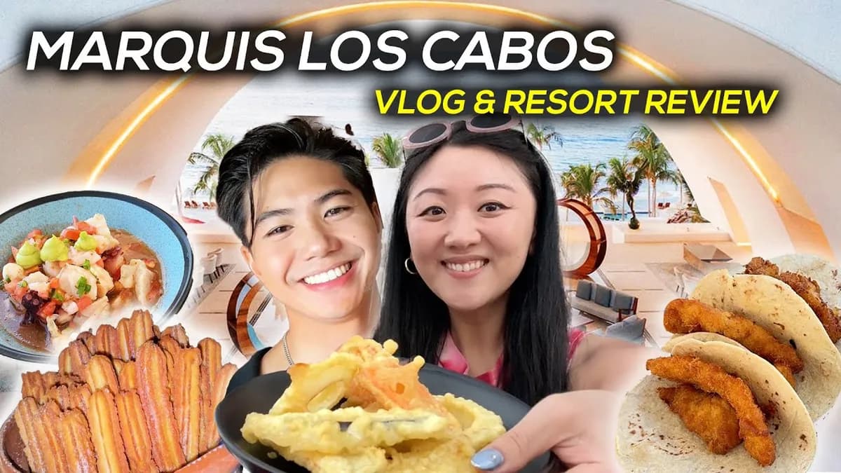 Jasmine Pak in a pink birthday outfit at Marquis Los Cabos resort with ocean views in the background