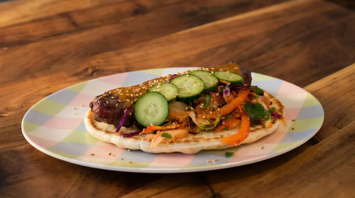 Homemade Disneyland Ronto-Less Garden Wrap with kimchi slaw